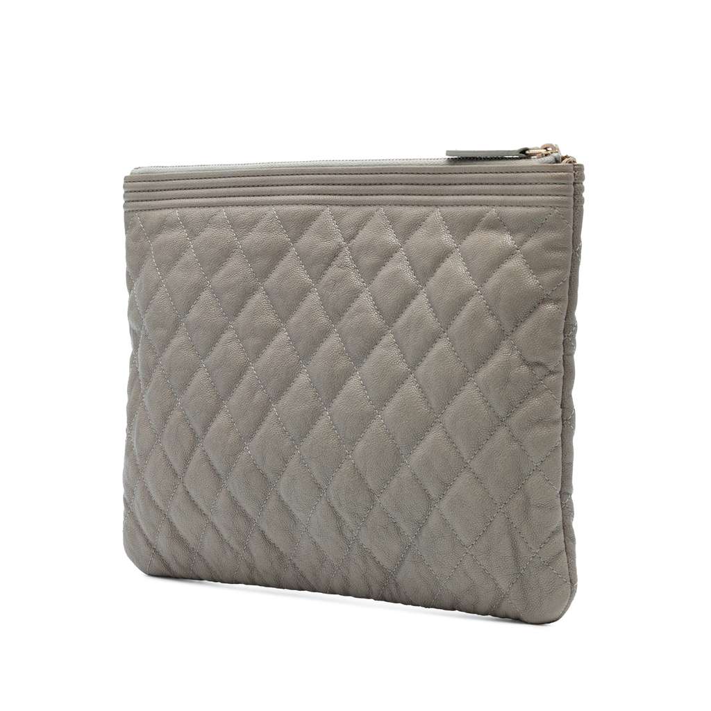 Chanel Medium Quilted Caviar Boy O Case Clutch - Back view