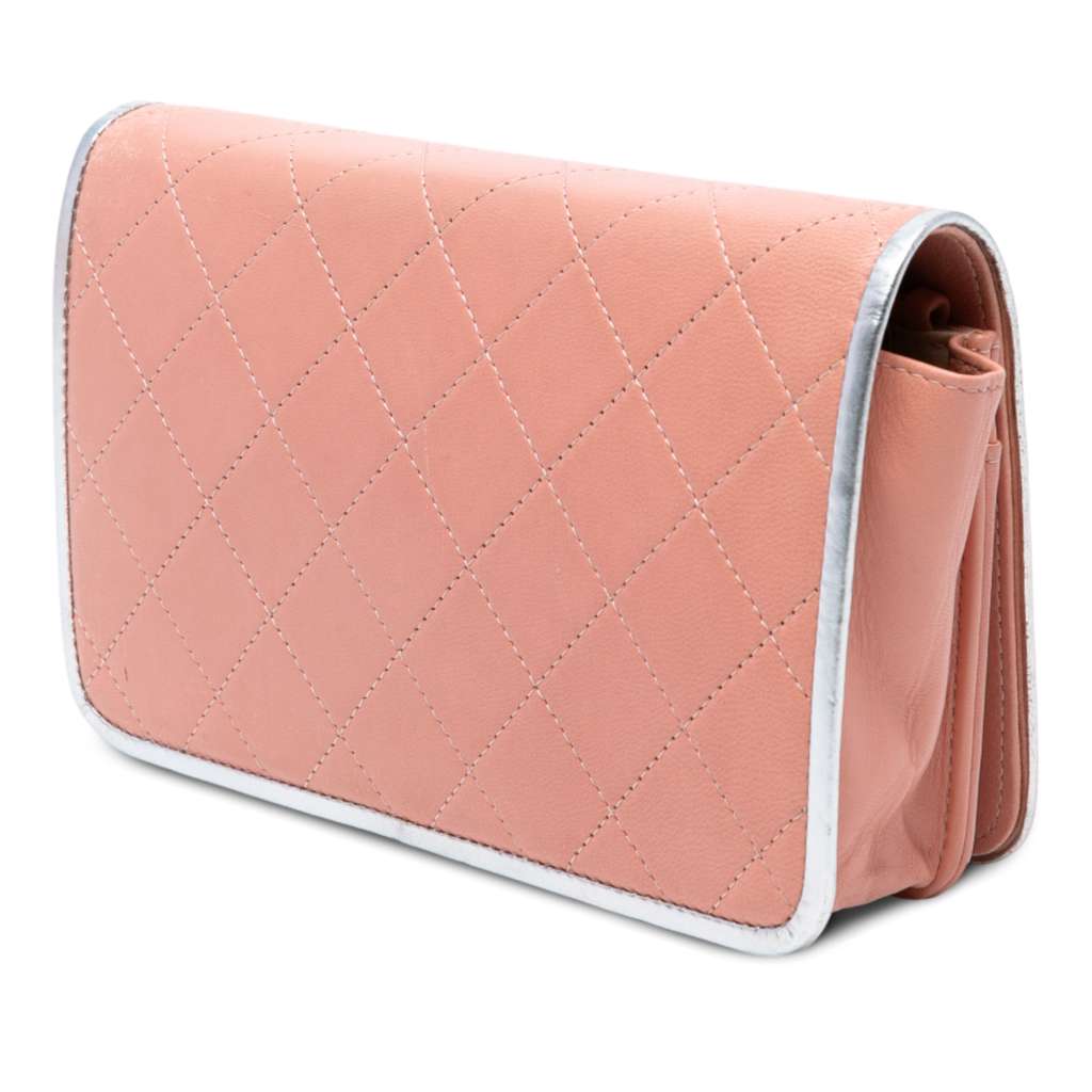 Chanel CC Quilted Bicolor Lambskin Wallet On Chain - Back view