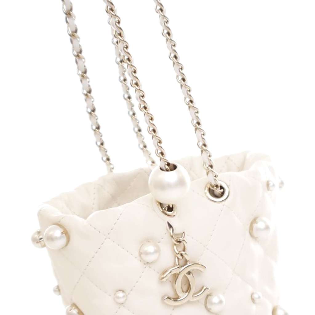 Chanel Mini Quilted Lambskin About Pearls Drawstring Bucket Bag - Image 14