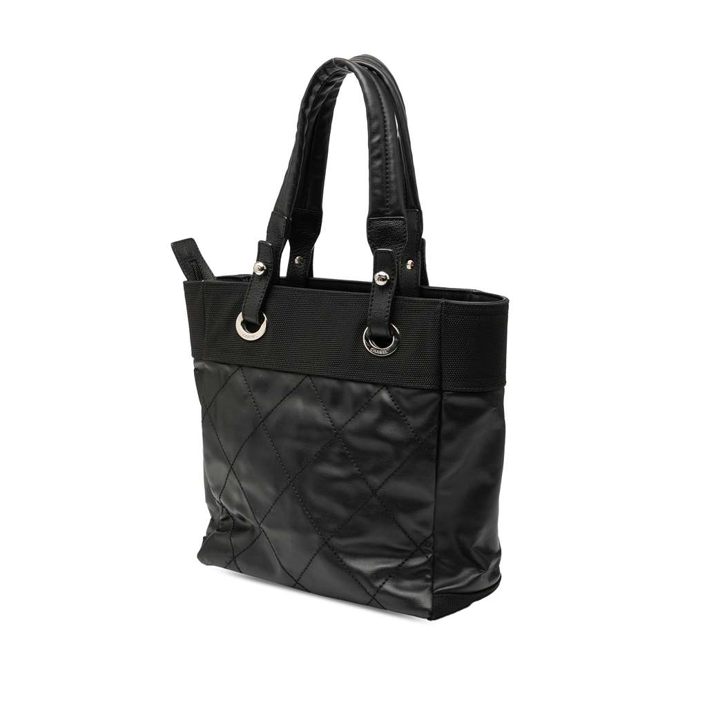 Chanel Small Quilted Coated Canvas Paris Biarritz Tote - Back view