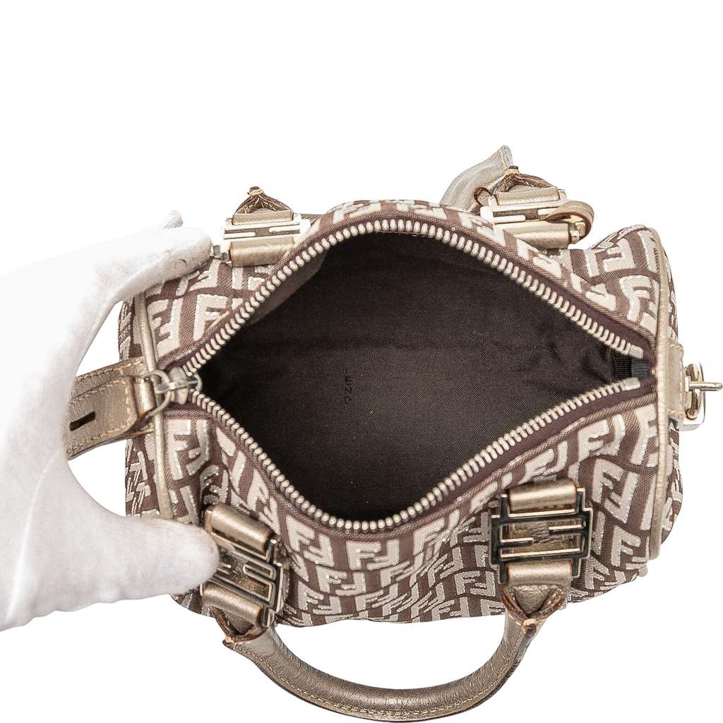 Fendi Mini Zucchino Canvas Forever Bauletto Boston Bag - 4