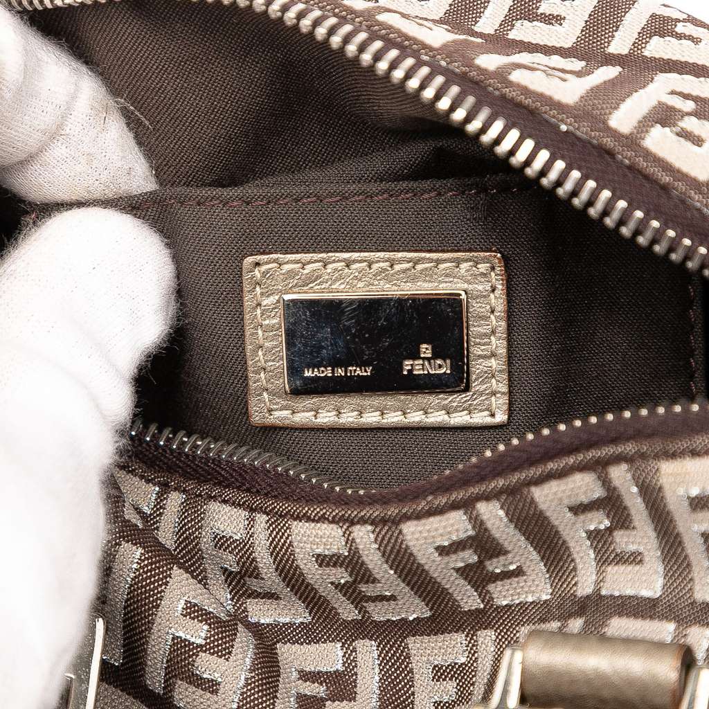 Fendi Mini Zucchino Canvas Forever Bauletto Boston Bag - Side view