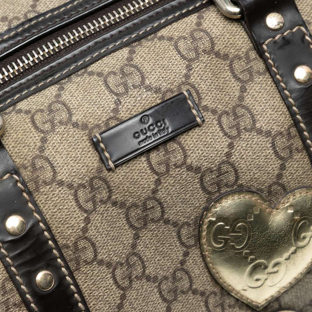 Gucci Medium GG Supreme Guccissima Heart Patches Joy Boston Bag - Side view