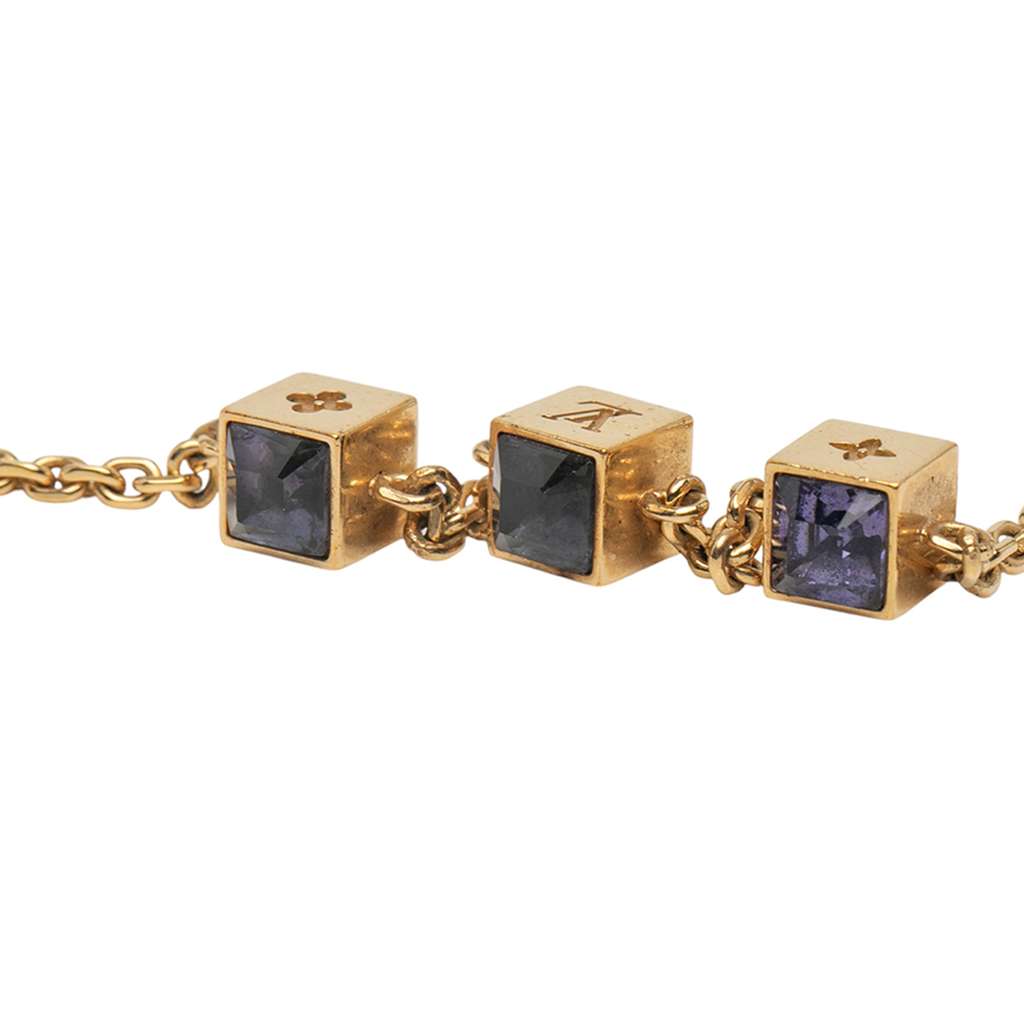 Louis Vuitton Gold Plated Crystal Gamble Necklace - Image 6