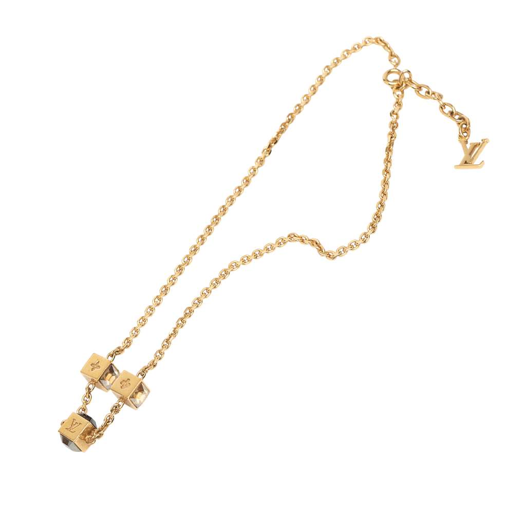 Louis Vuitton Gold Plated Crystal Gamble Necklace - Detail 2