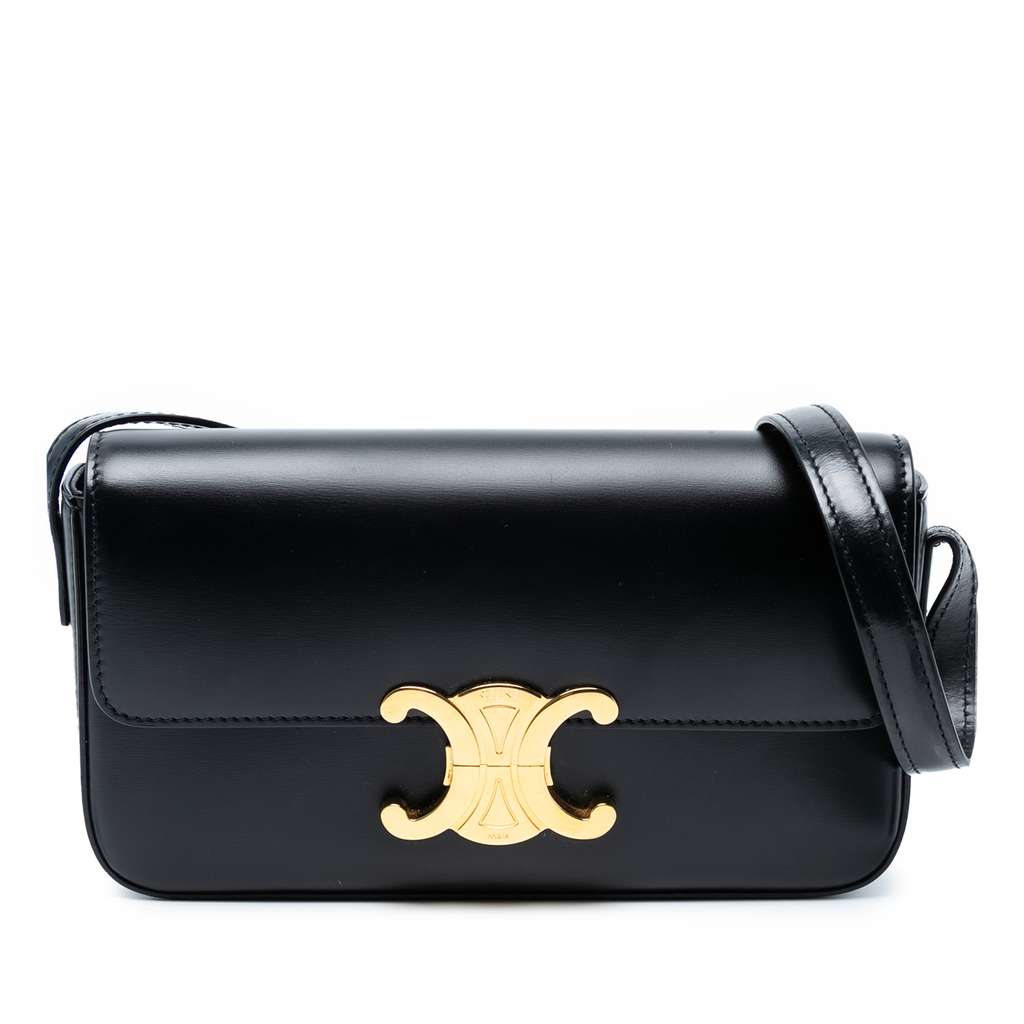 Celine Shiny Calfskin Triomphe Claude Shoulder Bag