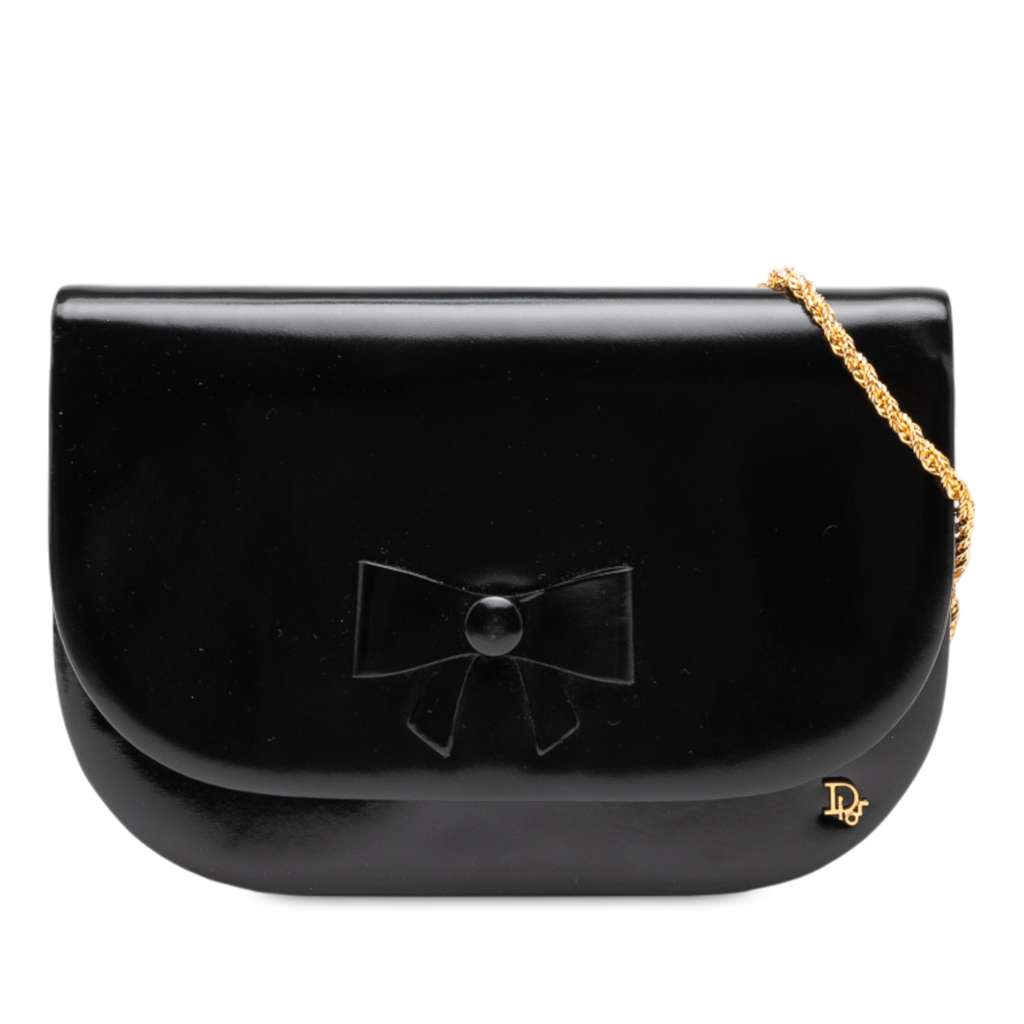 Dior Shiny Calfskin Bow Shoulder Bag