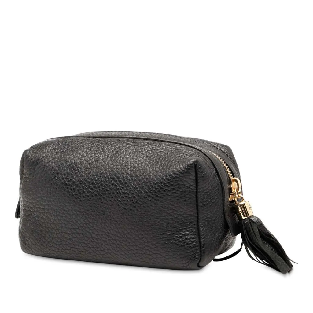 Gucci Leather Soho Cosmetic Pouch Black Leather Good - Back View
