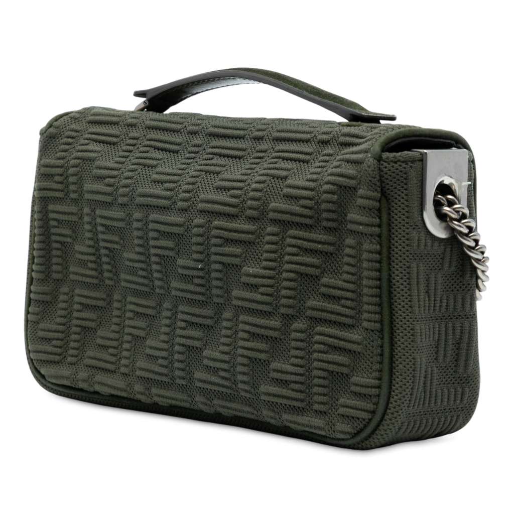 Fendi Zucca Embossed Technical Fabric Chain Midi Baguette - Back view