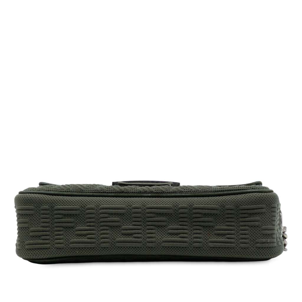 Fendi Zucca Embossed Technical Fabric Chain Midi Baguette - Image 6