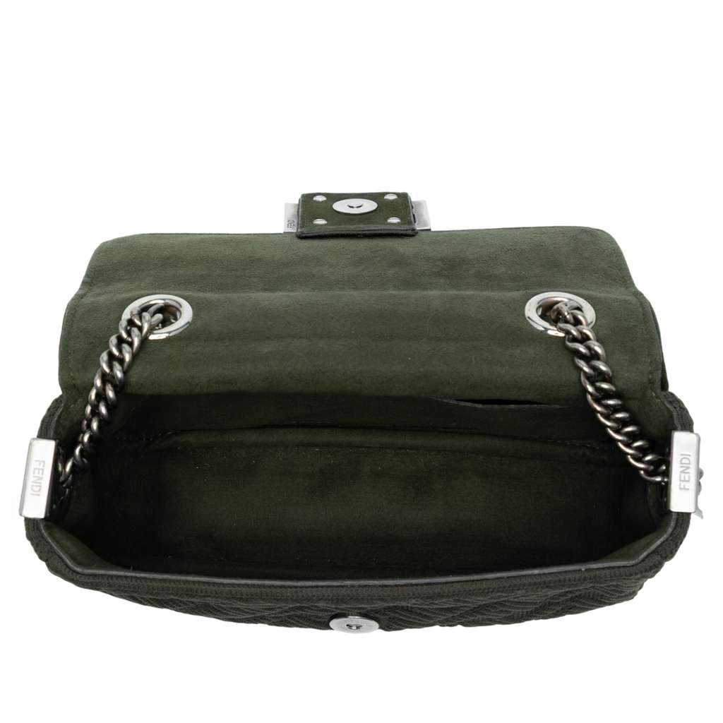 Fendi Zucca Embossed Technical Fabric Chain Midi Baguette - 4