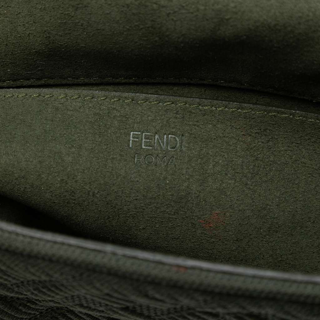 Fendi Zucca Embossed Technical Fabric Chain Midi Baguette - Side view