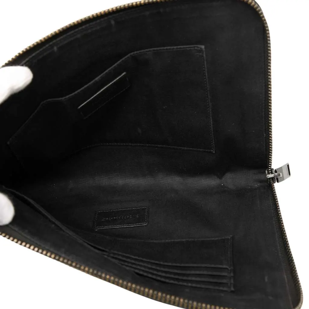 Saint Laurent Croc Embossed Leather Clutch Black Leather Very good - Model View
