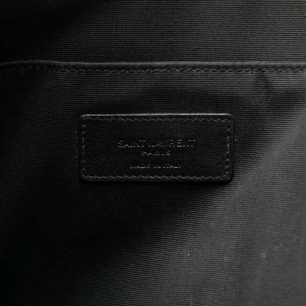 Saint Laurent Croc Embossed Leather Clutch Black Leather Very good - Box View