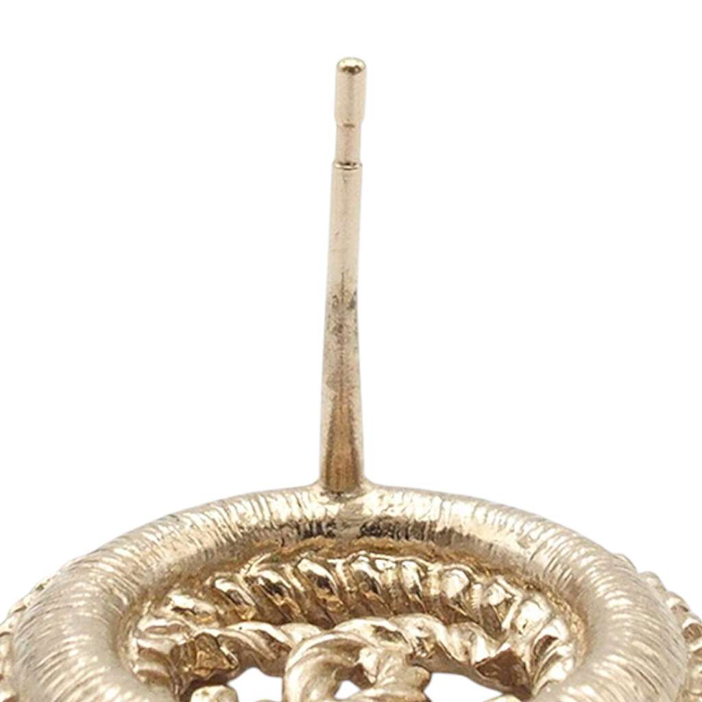 Chanel Gold Plated CC Twisted Round Push Back Earrings - Side view