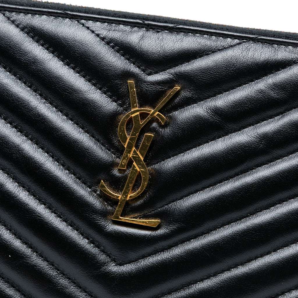 Saint Laurent Quilted Chevron Leather Monogram Document Holder - Detail 2