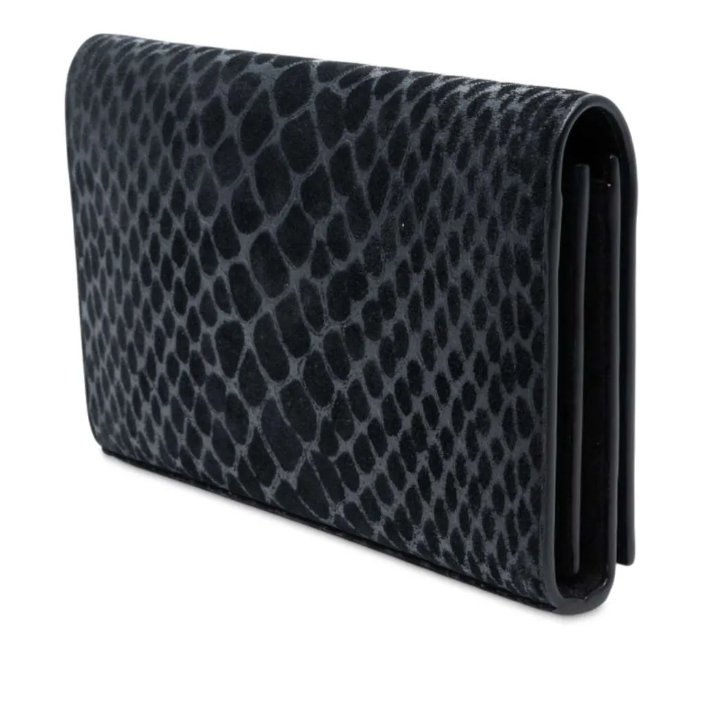 Saint Laurent Python Embossed Suede Monogram Kate Wallet on Chain Black Leather Good - Back View