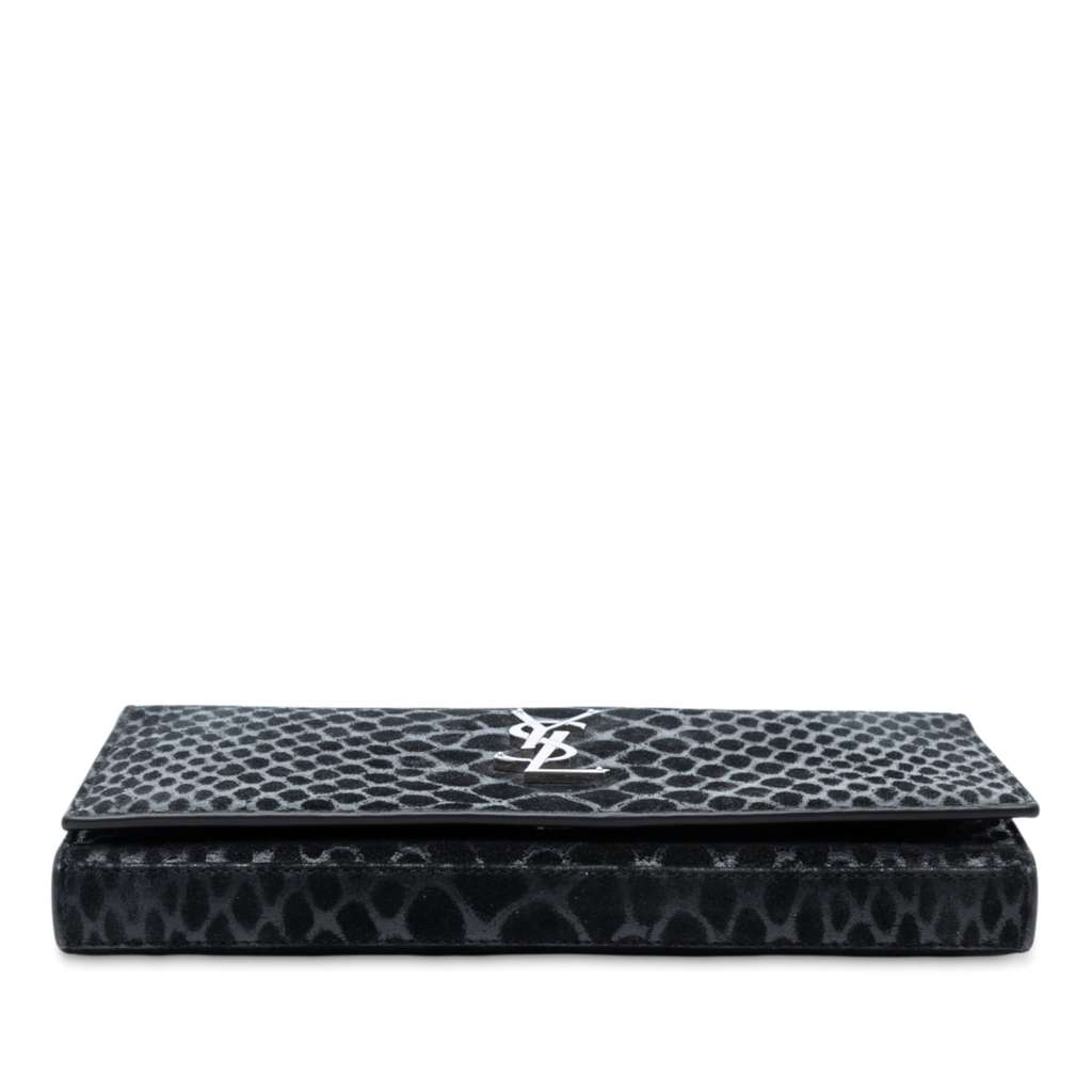 Saint Laurent Python Embossed Suede Monogram Kate Wallet on Chain - Image 6
