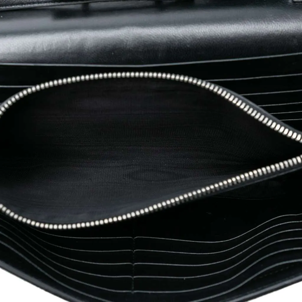 Saint Laurent Python Embossed Suede Monogram Kate Wallet on Chain Black Leather Good - Model View