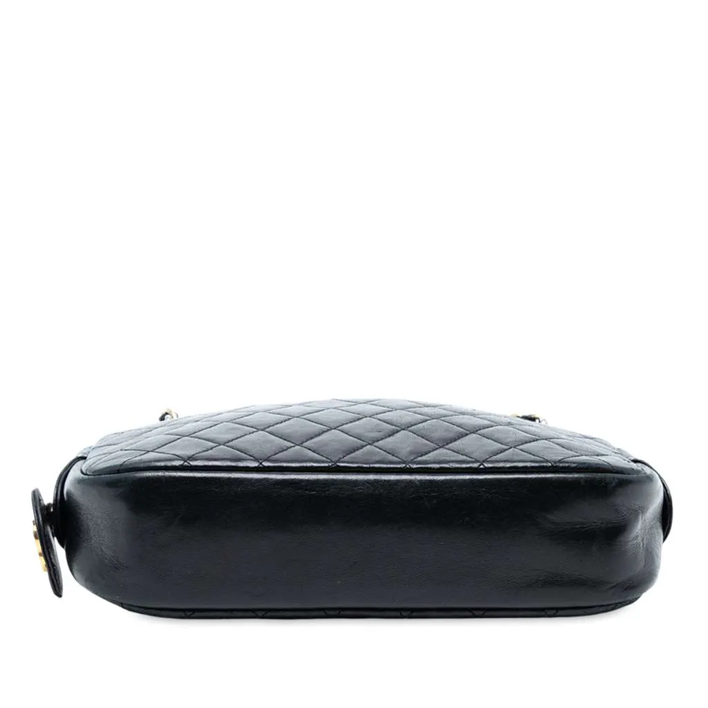 Chanel CC Quilted Lambskin Chain Camera Bag Black Leather Good - Inside View