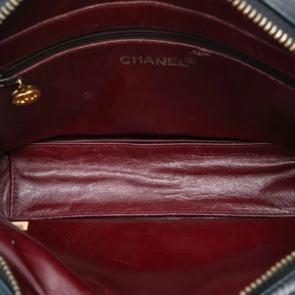 Chanel CC Quilted Lambskin Chain Camera Bag Black Leather Good - Model View