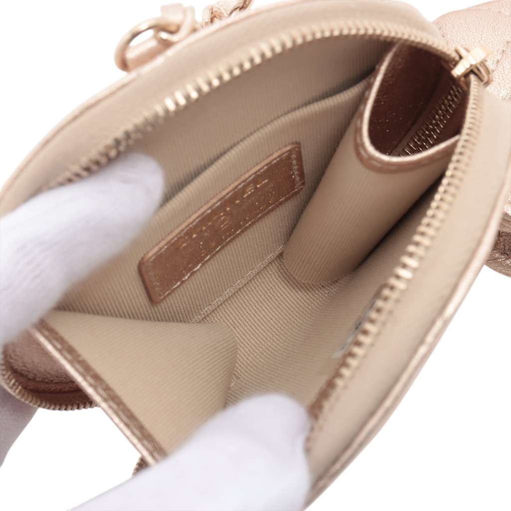 Chanel Quilted Metallic Lambskin Round Clip On Coin Purse and Airpods Case - 4