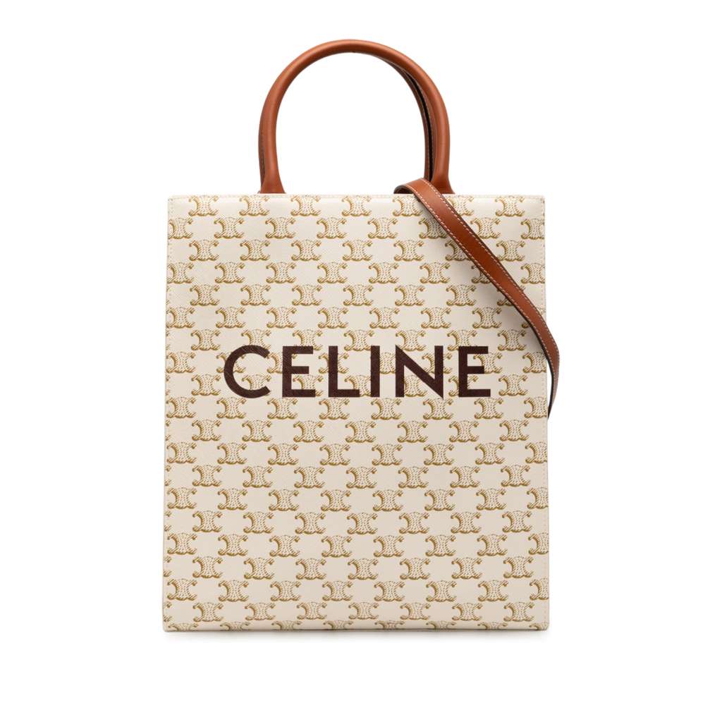 Celine Small Triomphe Coated Canvas Vertical Cabas Satchel
