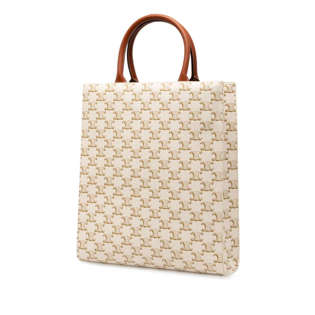 Celine Small Triomphe Coated Canvas Vertical Cabas Satchel - Back view