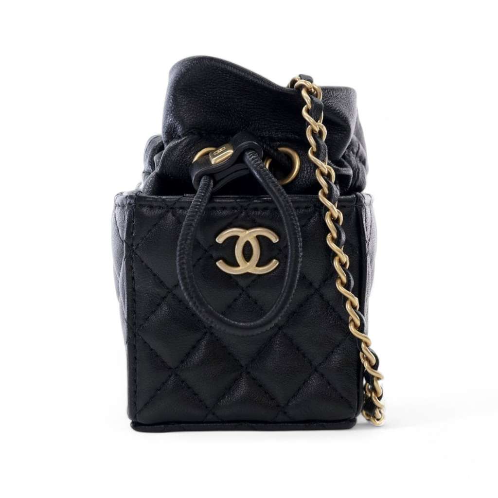 Chanel Mini Quilted Calfskin Drawstring Bucket Bag