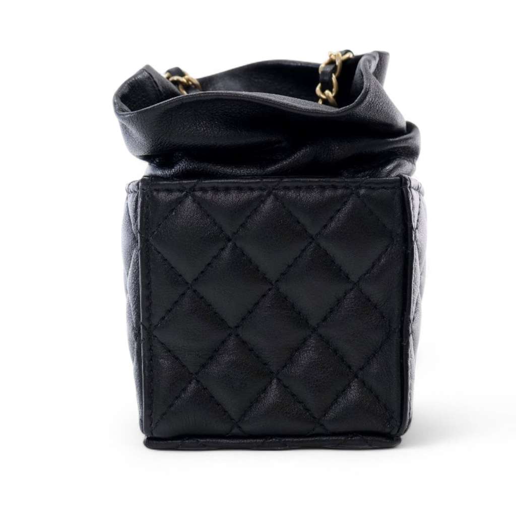 Chanel Mini Quilted Calfskin Drawstring Bucket Bag - Back view