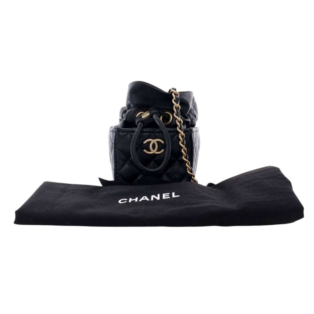 Chanel Mini Quilted Calfskin Drawstring Bucket Bag - Image 13