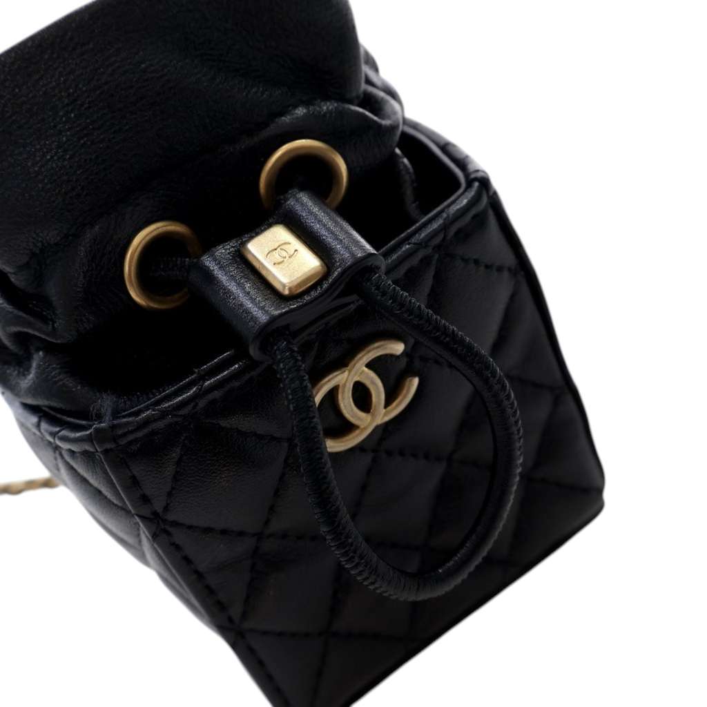 Chanel Mini Quilted Calfskin Drawstring Bucket Bag - 4