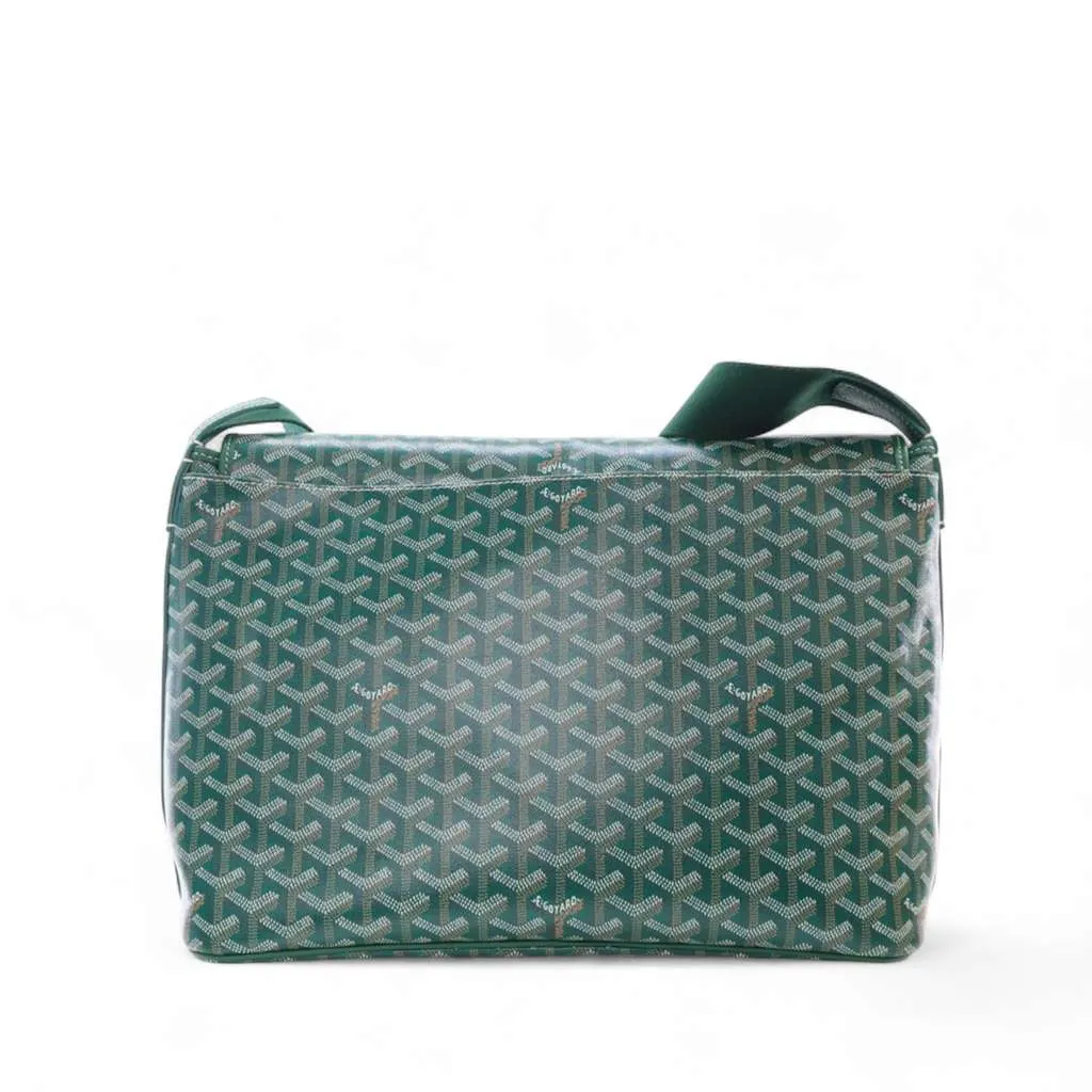 Goyard Goyardine Capetien MM Messenger Green Canvas Good - Back View