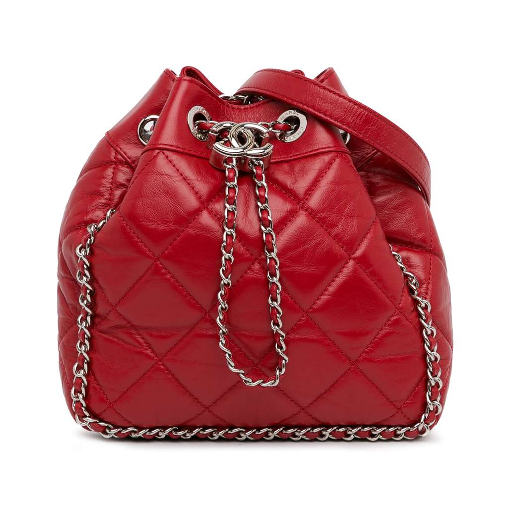 Chanel Aged Calfskin Chain Around Drawstring Bucket