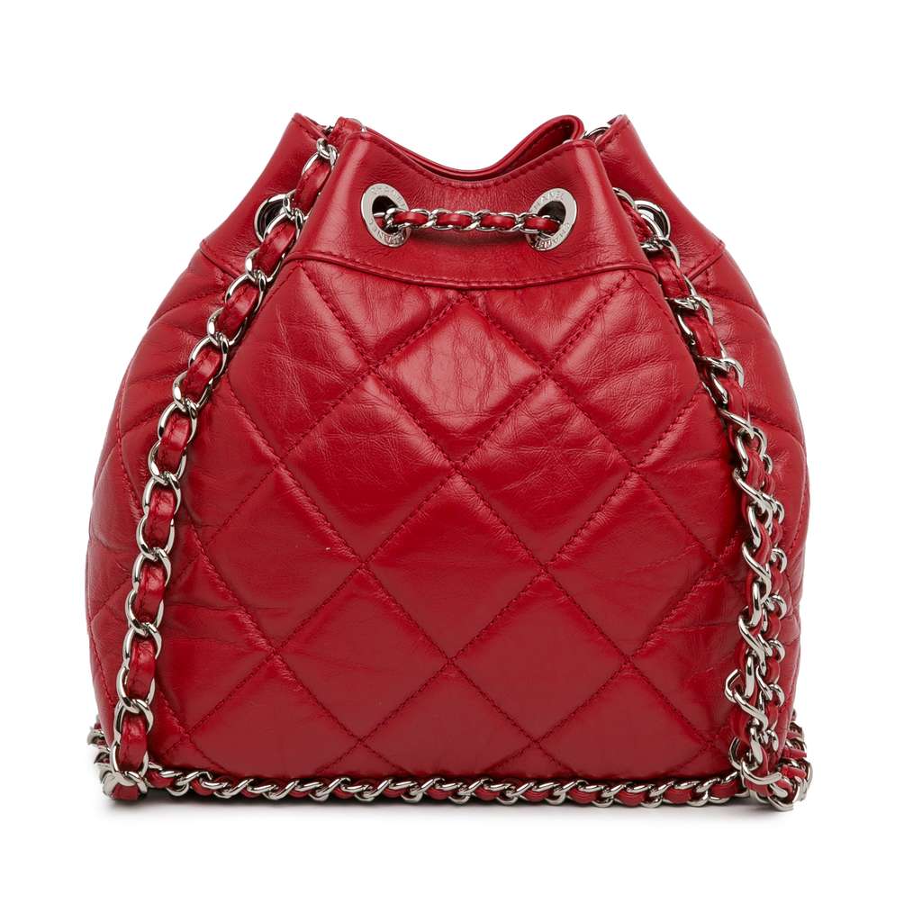 Chanel Aged Calfskin Chain Around Drawstring Bucket - Image 6