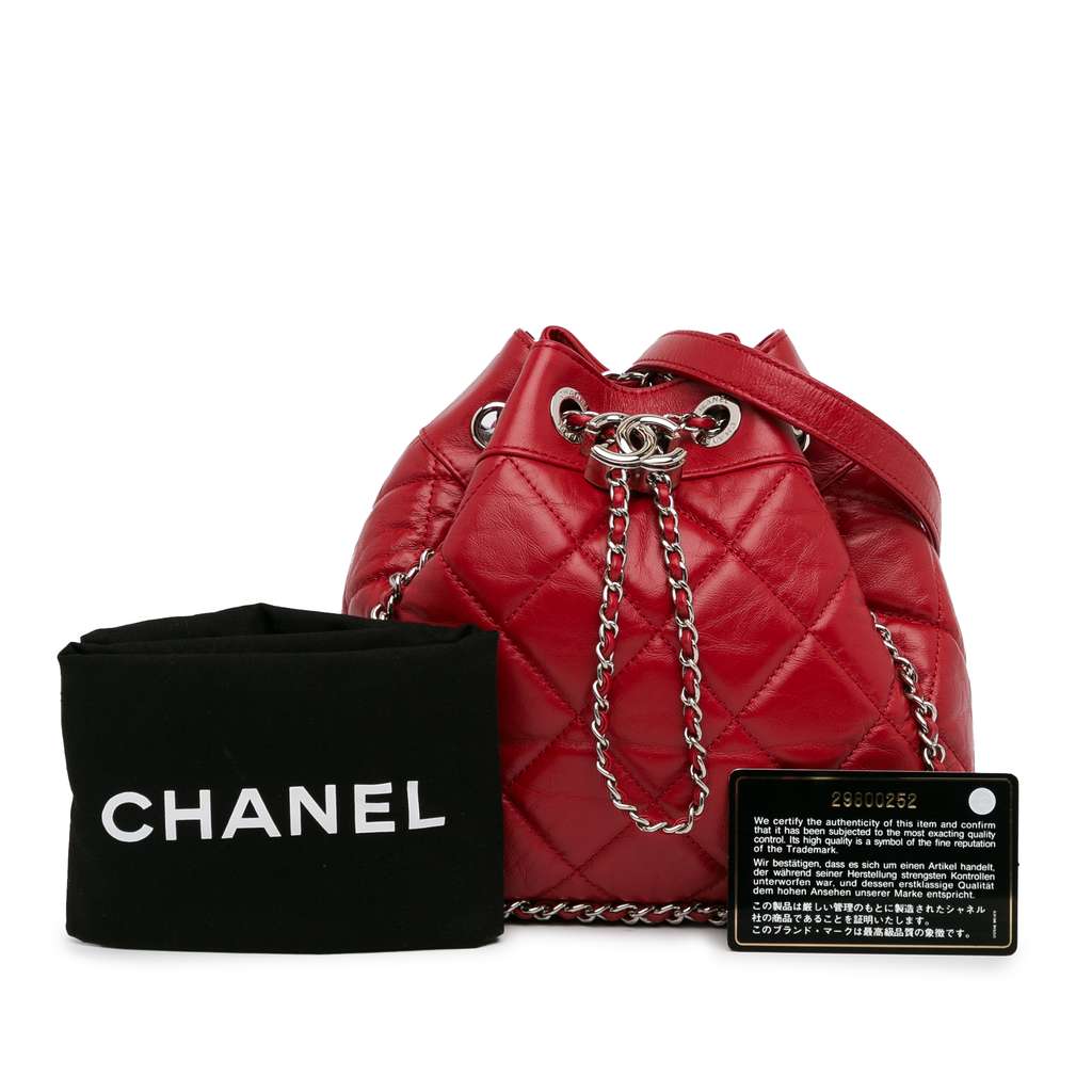 Chanel Aged Calfskin Chain Around Drawstring Bucket - Image 11