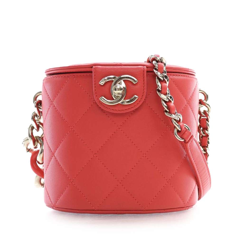 Chanel Small Quilted Lambskin Resin Elegant Chain Tubular Vanity Case