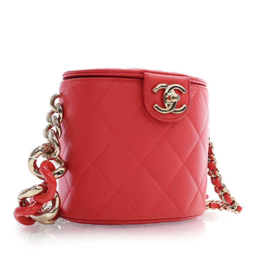 Chanel Small Quilted Lambskin Resin Elegant Chain Tubular Vanity Case - Image 6