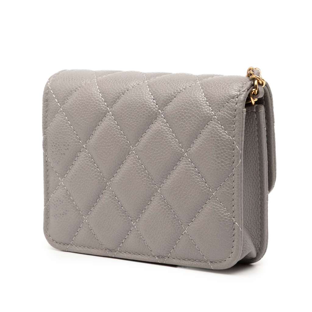 Chanel CC Quilted Caviar Miss Coco Clutch With Chain - Back view