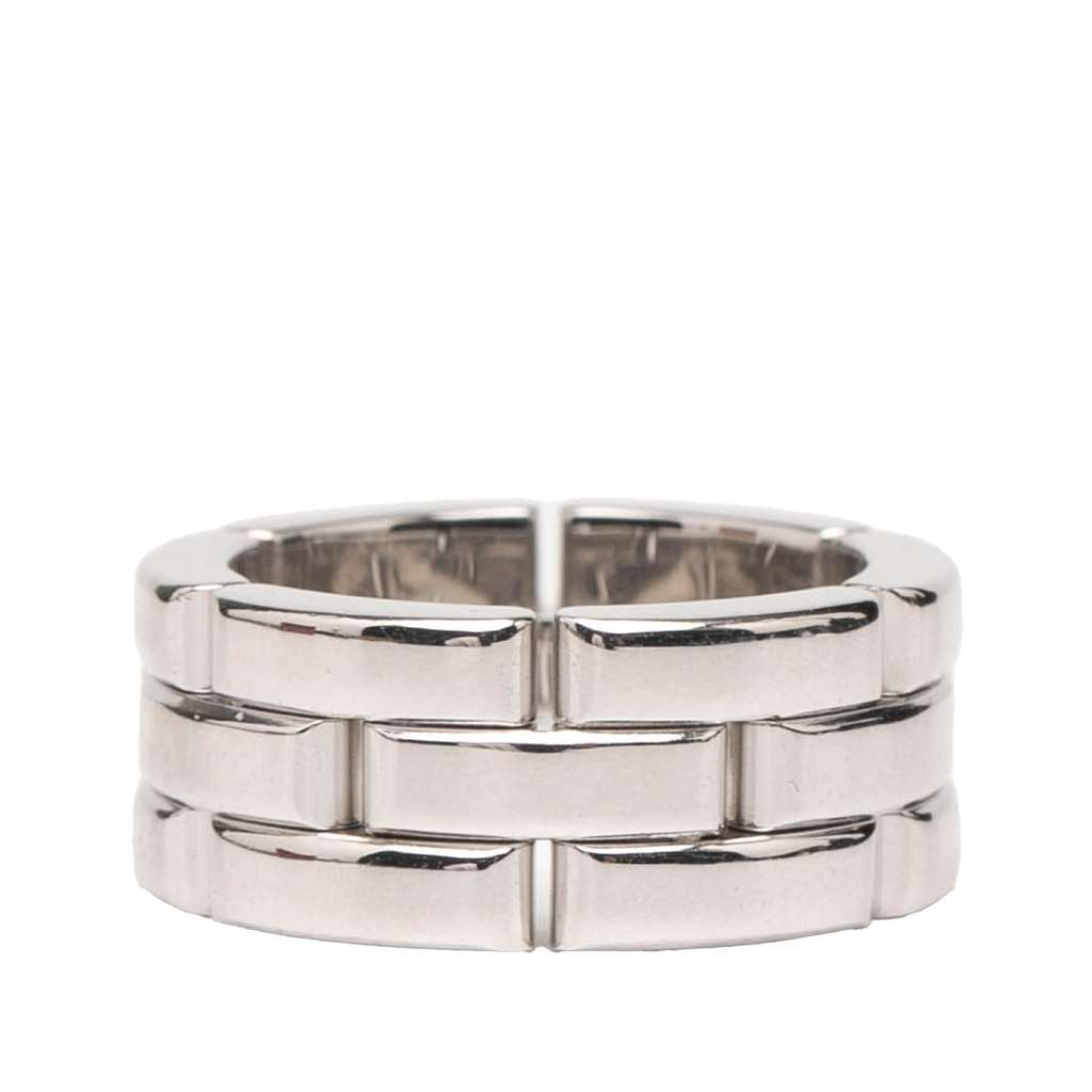 Cartier 18K White Gold Triple Row Maillon Panthère Ring