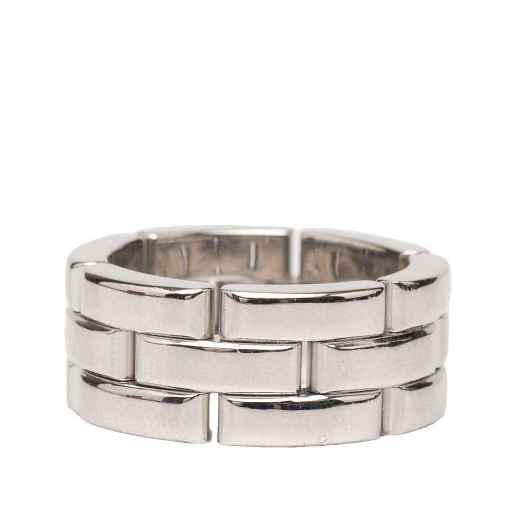 Cartier 18K White Gold Triple Row Maillon Panthère Ring - Image 6