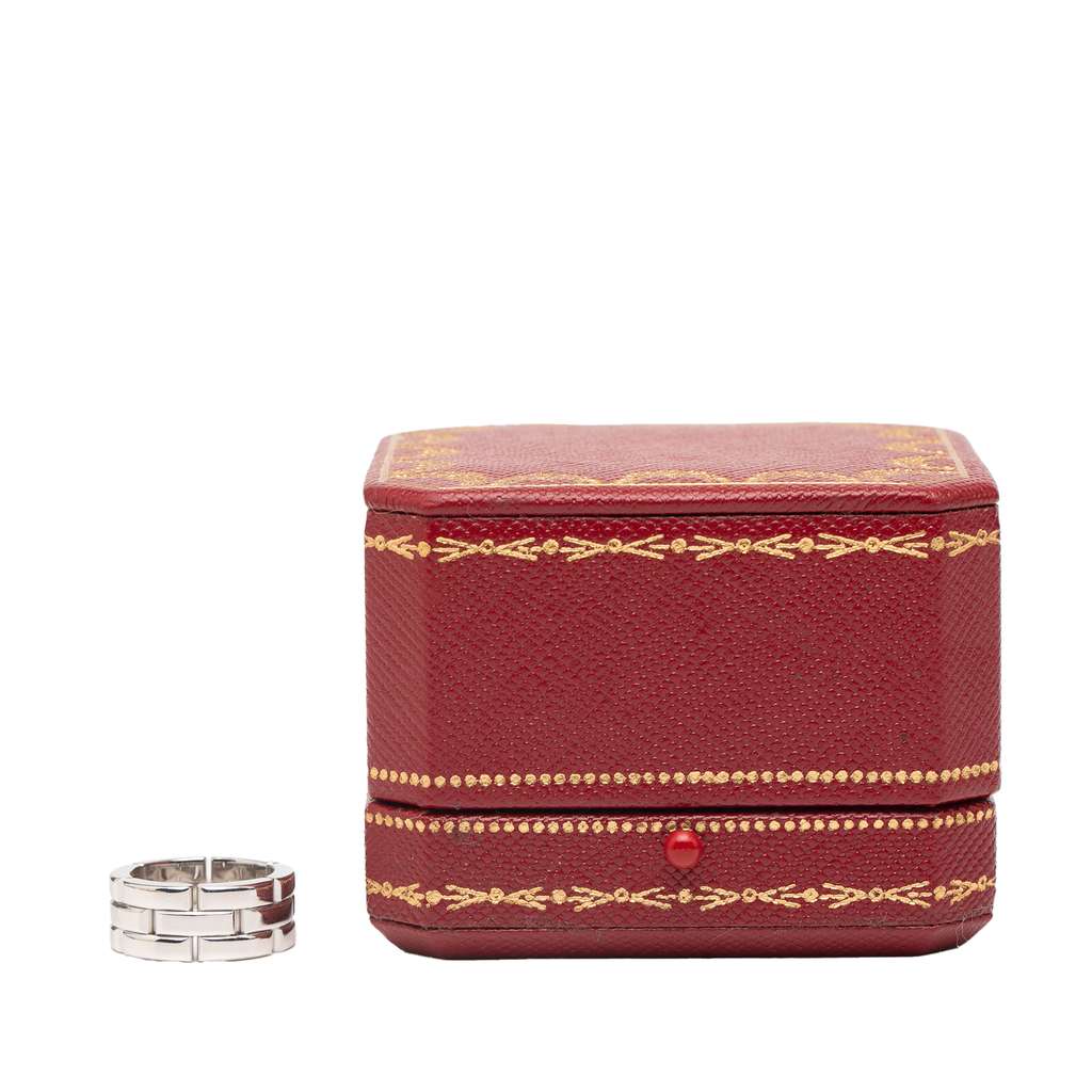 Cartier 18K White Gold Triple Row Maillon Panthère Ring - Image 10