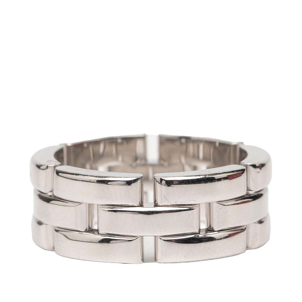 Cartier 18K White Gold Triple Row Maillon Panthère Ring