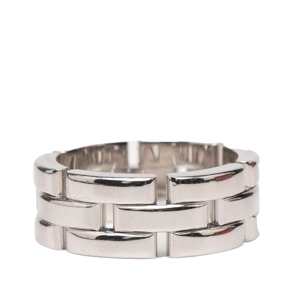 Cartier 18K White Gold Triple Row Maillon Panthère Ring - Back view