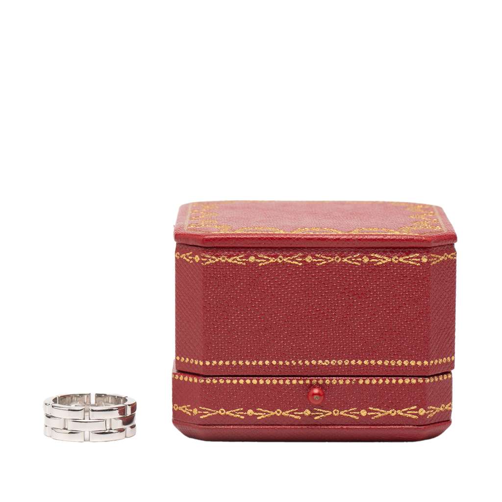 Cartier 18K White Gold Triple Row Maillon Panthère Ring - Detail 2