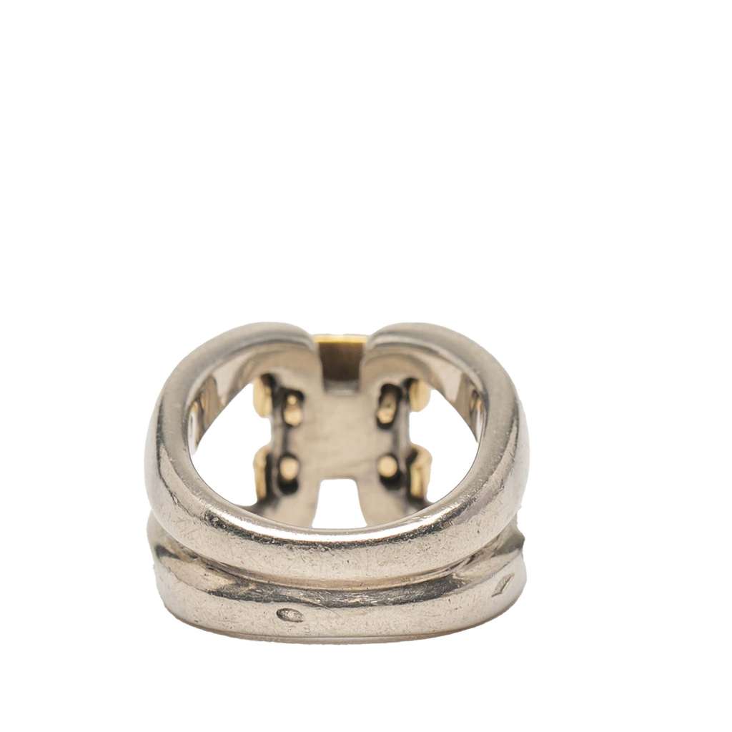 Hermès Sterling Silver and 18K Yellow Gold History Ring - Image 6