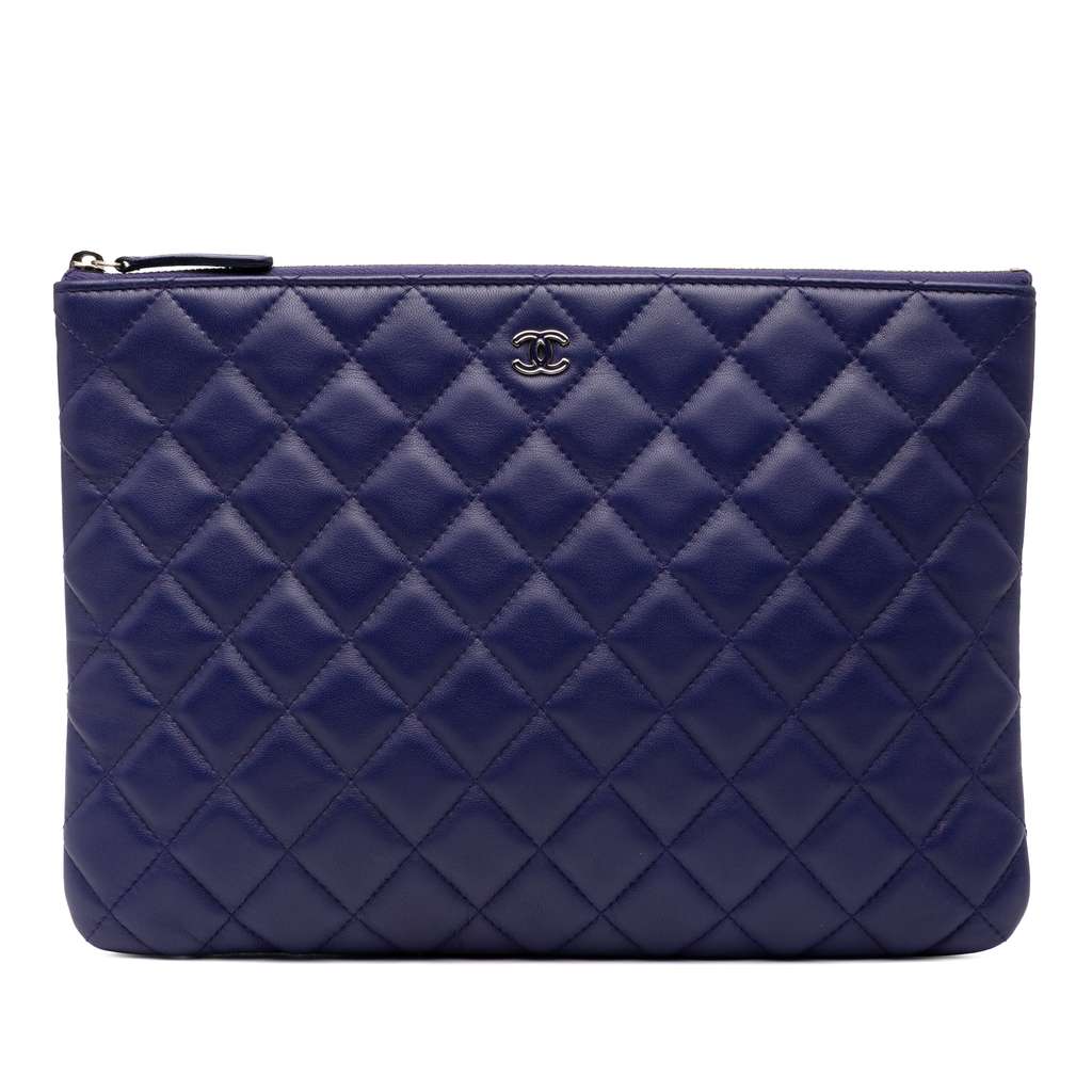 Chanel Medium CC Quilted Lambskin O Case Clutch