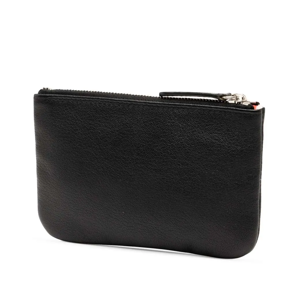 Chanel CC Grained Calfskin Zip Pouch Black Leather Good - Back View