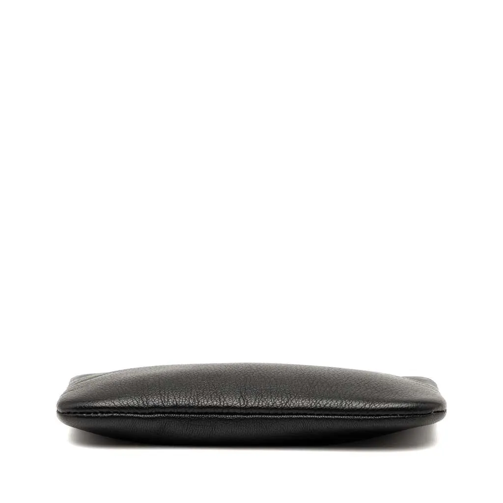 Chanel CC Grained Calfskin Zip Pouch Black Leather Good - Inside View