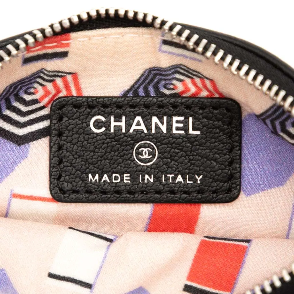 Chanel CC Grained Calfskin Zip Pouch Black Leather Good - Box View